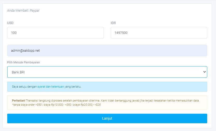 beli paypal BRI